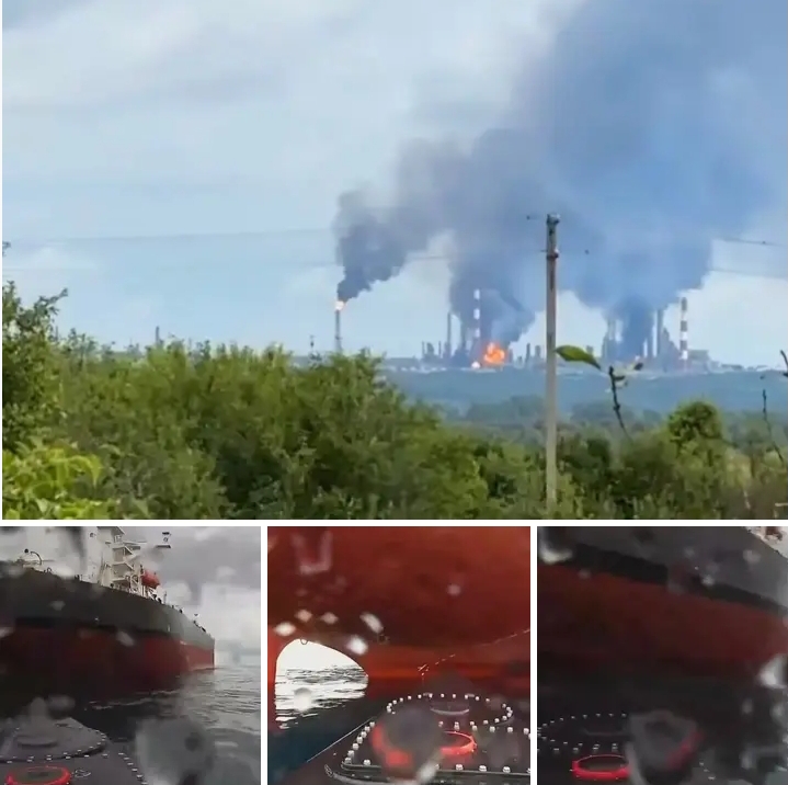 Ukraine Strikes Russian Oil Refineries and Sanctioned Cargo Ship in Overnight Attacks