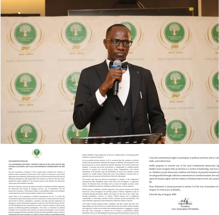 LAZ CONDEMNS ELECTORAL VIOLENCE AHEAd OF THE 13TH AUGUST 2026GENERAL ELECTIONS AND CALLS FOR IMPARTIAL ENFORCEMENT OF THELAW