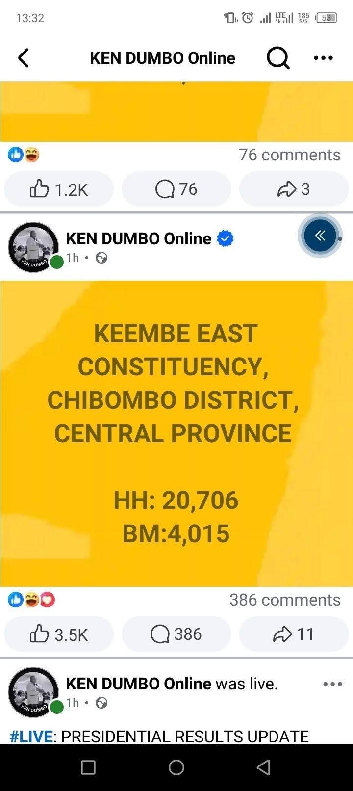 ECZ have announced and computerized Kembe East results twice.