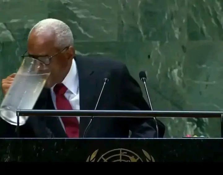 HAITI PRESIDENT DEMANDS “RESPECT” AT UN — THEN DRINKS FROM THE GIANT PITCHER