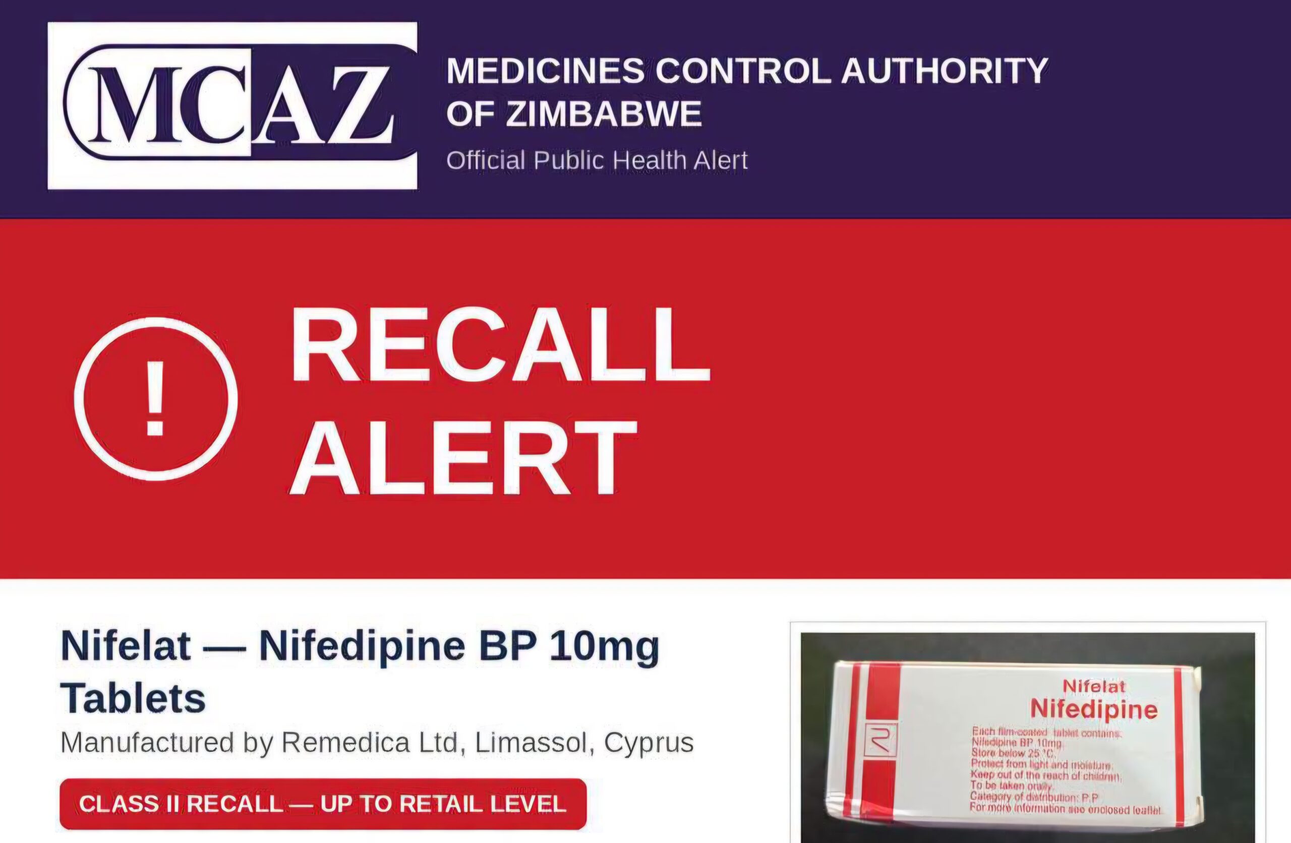 ZAMRA dismisses Nifedipine recall reports