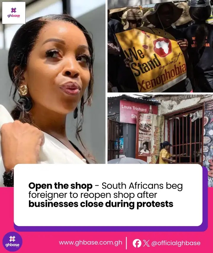 South Africans in Cape Town appeals to a migrant shop owner to reopen his grocery