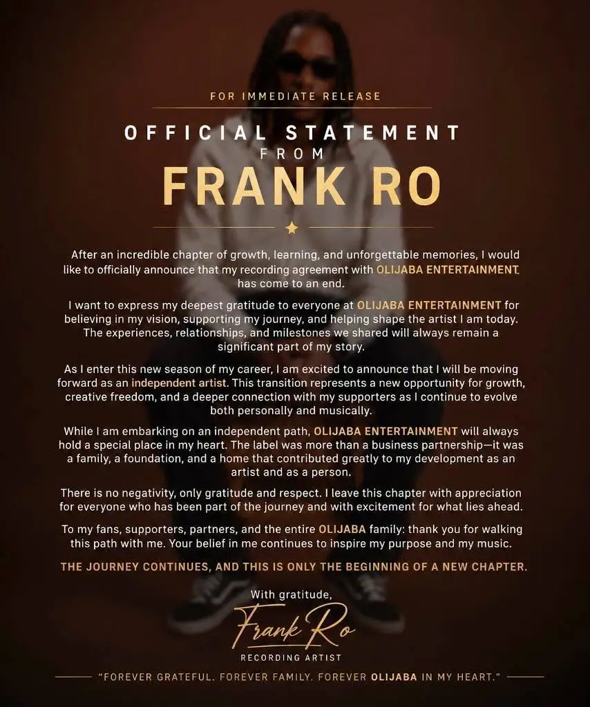 Frank Ro Leaves Olijaba Entertainment as CEO Macky Reacts to Artist’s Exit