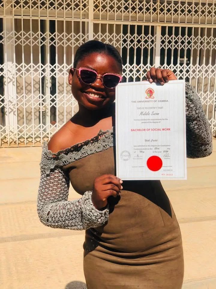 Ex-Mwense Constituency UPND aspiring candidate, Susan Mulala shows off her UNZA Degree!!