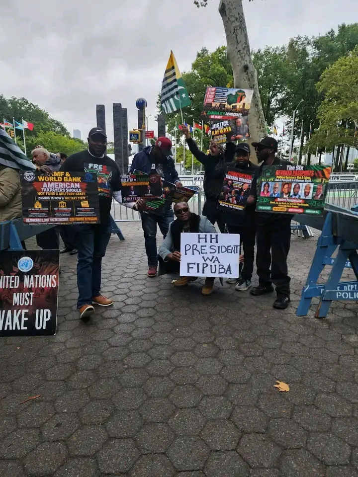 Protesters Overshadow Haimbe’s Speech As Zambians in New York Demand UN Action, Targeted Sanctions Over Zambia’s Post-Election Crackdown