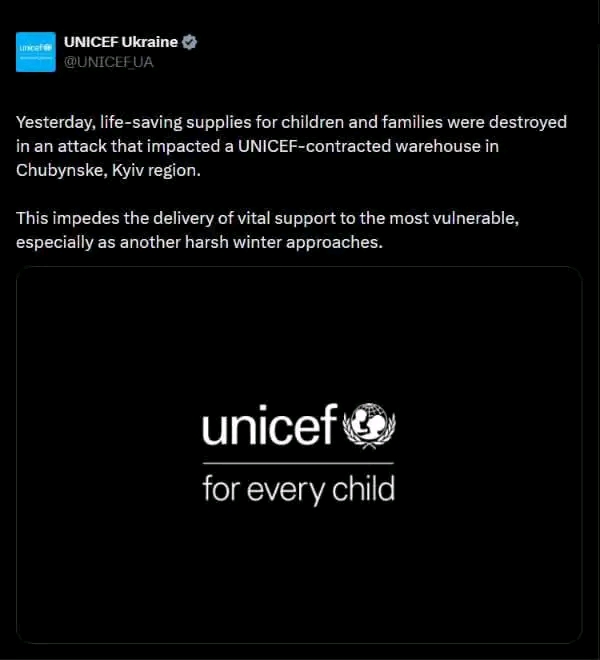 RUSSIA DESTROYS HUMANITARIAN AID MEANT FOR UKRAINIAN CHILDREN