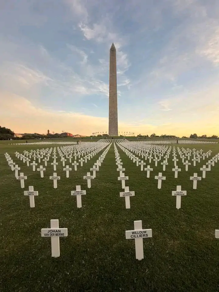 SOUTH AFRICAN GROUP PLANTS THOUSANDS OF CROSSES IN WASHINGTON TO HIGHLIGHT FARM MURDERS