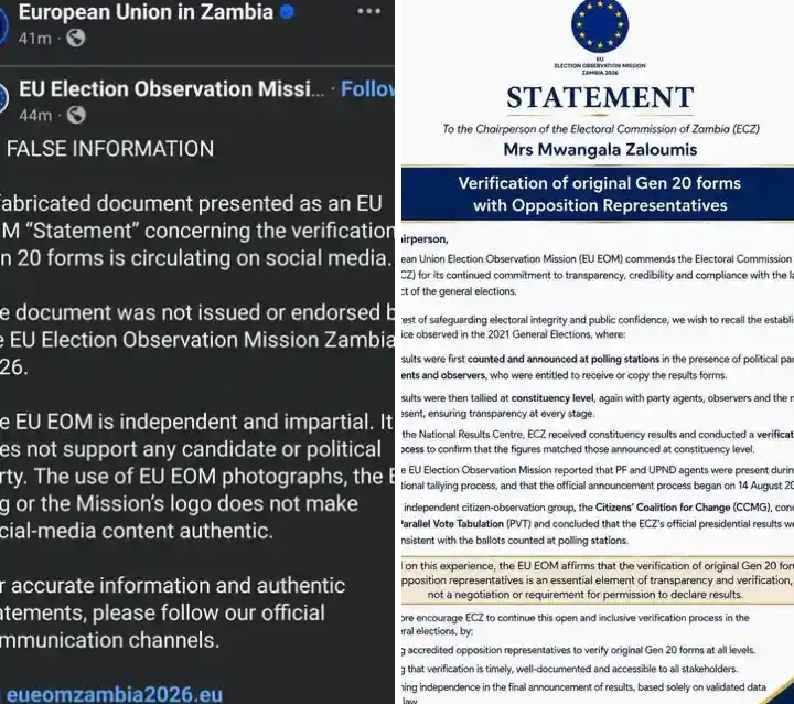 A FAKE ELECTION DOCUMENT CIRCULATING IS MISINFORMATION SAYSEuropean Union Election Observation Mission (EU EOM)