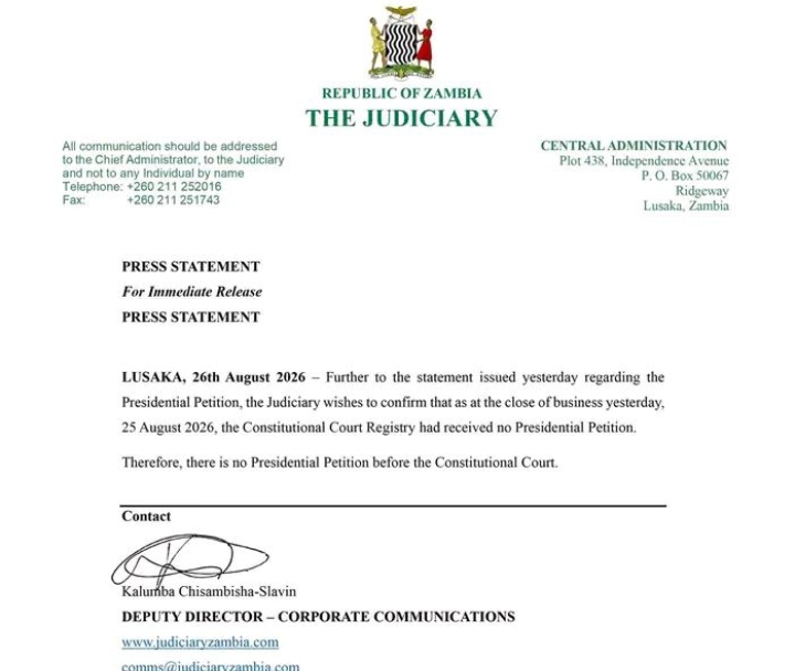 JUDICIARY SAYS THERE IS NO PRESIDENTIAL PETITION BEFORE THE CONSTITUTIONAL COURT