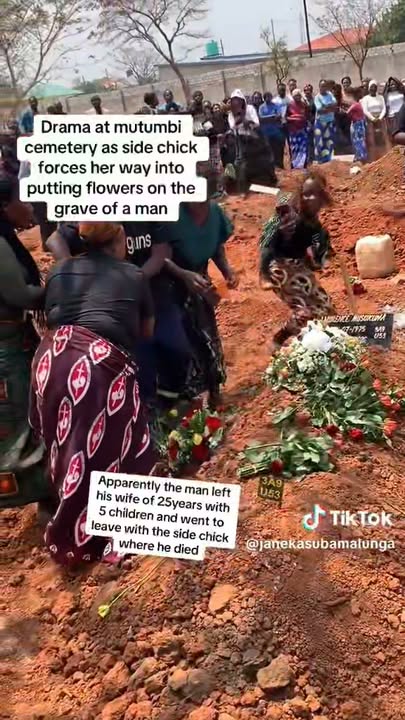 Side chick went to put flowers on the Mans grave