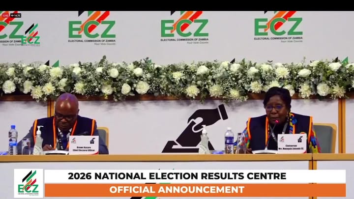 UPDATE FROM ECZ - ANNOUNCEMENT OF FIRST BATCH OF PRESIDENTIAL RESULTS